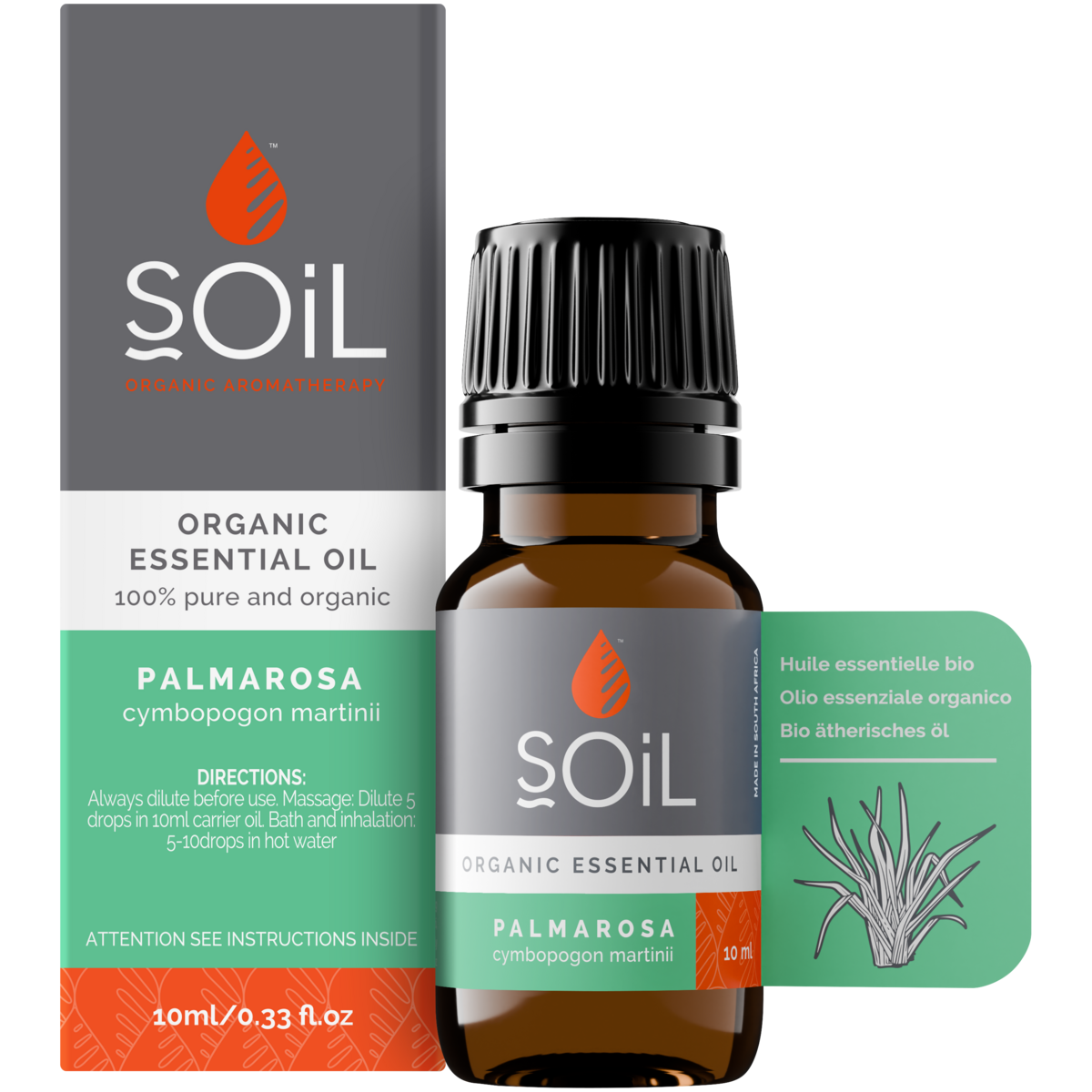 Organic Palmarosa Essential Oil (Cymbopogon Martini) 20ml