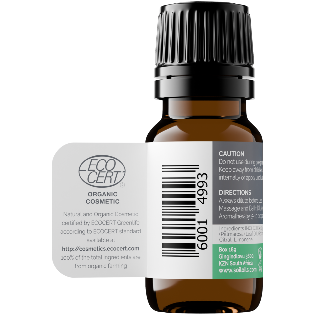 Organic Palmarosa Essential Oil (Cymbopogon Martini) 20ml